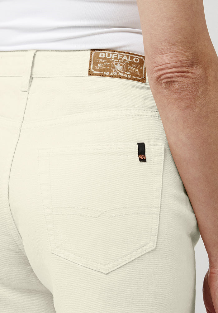 Buffalo Women Shorts Beige Denim Denim Shorts Rigid High-Rise Button Closure