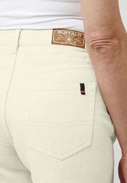 Buffalo Women Shorts Beige Denim Denim Shorts Rigid High-Rise Button Closure