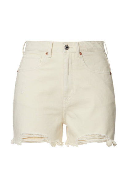 Buffalo Women Shorts Beige Denim Denim Shorts Rigid High-Rise Button Closure