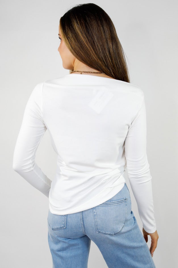 Just a Thought Wide Neck Long Sleeve Knit Blouse