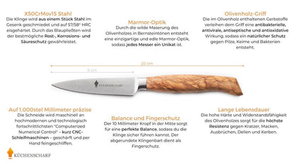 Küchenscharf Spickmesser 9 cm (100% Solinger Handwerkskunst)