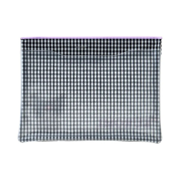 Kuromi Gingham Flat Pouch Stationery Japan Original