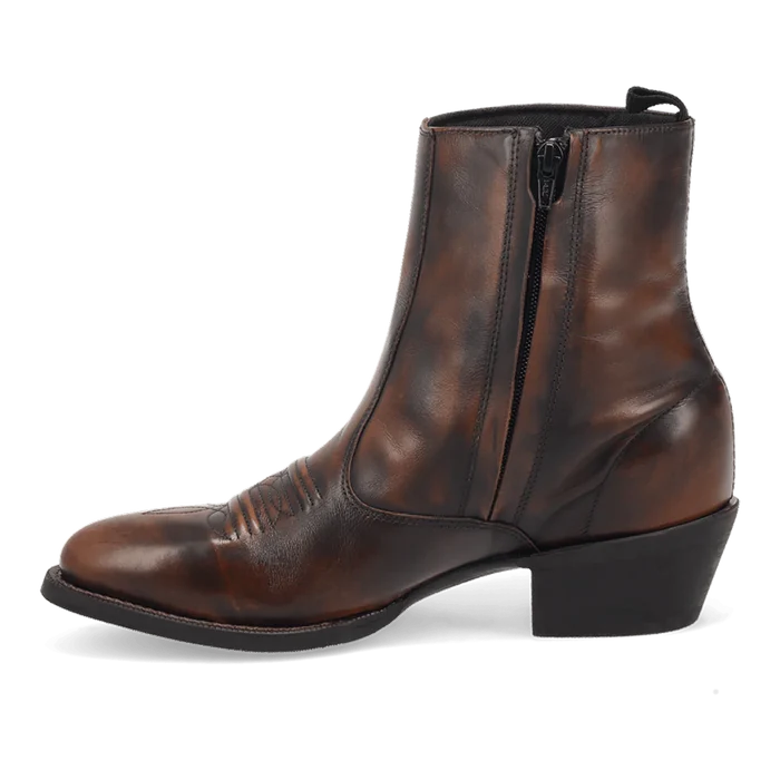 Laredo Men's Fletcher Zip Up Leather Boot in Antique Tan