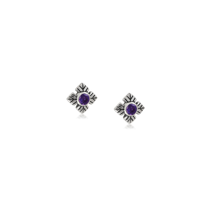 Lavender Amethyst Flower Studs