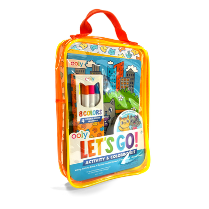 Quarter angle of OOLY Kitty in the City Let’s Go! Activity & Coloring Kit on a white background
