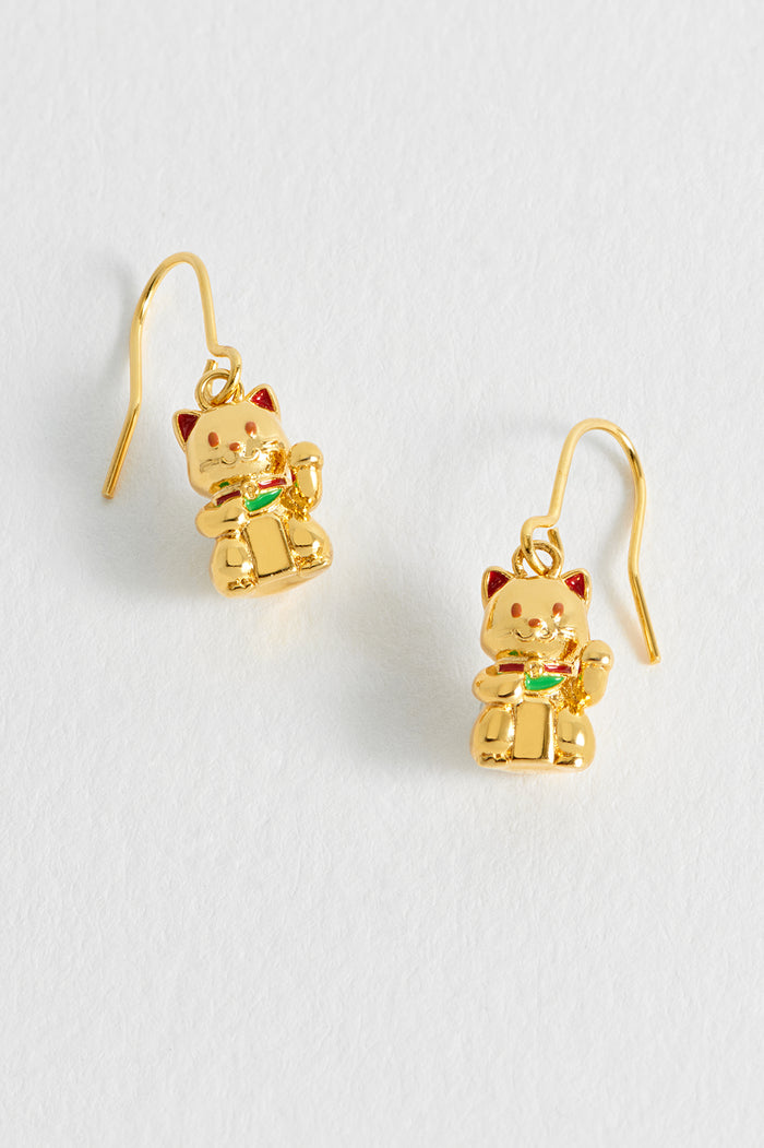 Lucky Cat Hook Earrings