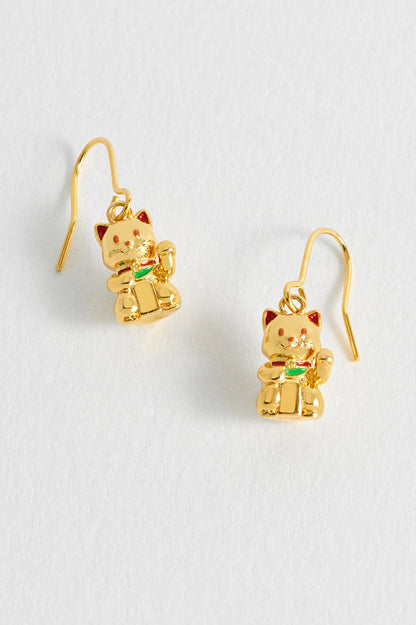 Lucky Cat Hook Earrings