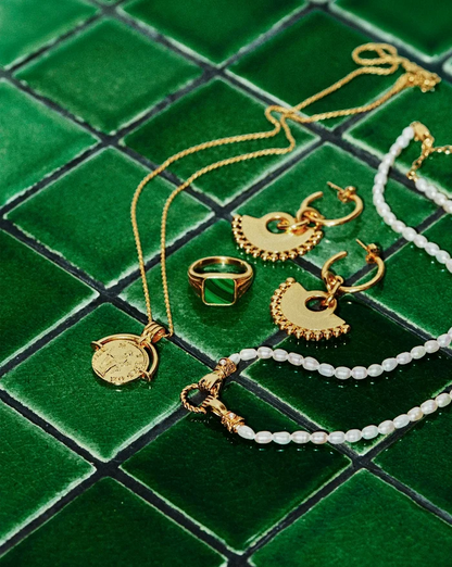 Lucy Williams Square Signet Ring | 18k Gold Vermeil/Malachite Rings Missoma