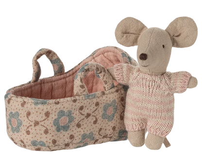 Maileg Baby Mouse in Carry Cot - Multiple Options