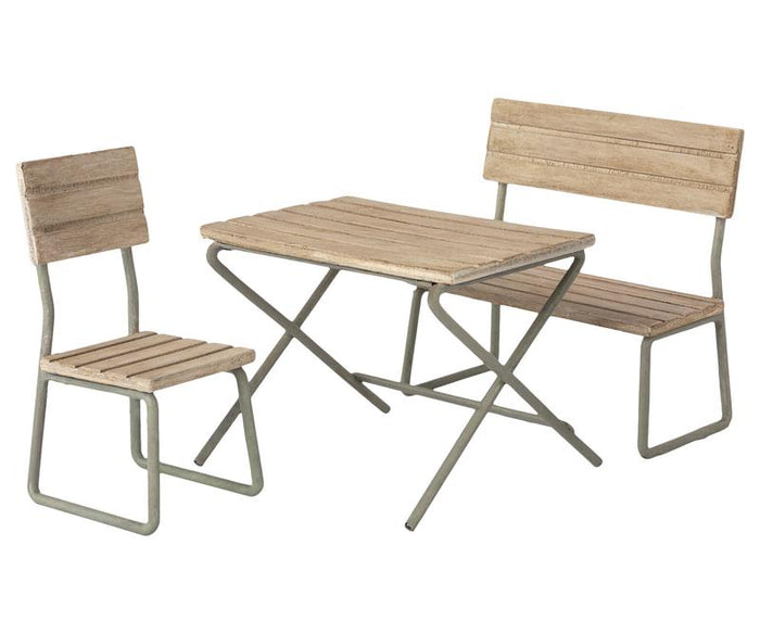 Maileg Garden Set, Table W/Chair & Bench, Miniature