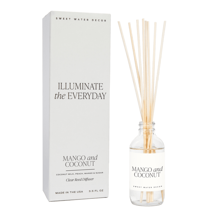 Mango and Coconut Clear Reed Diffuser - Sweet Water Decor - Reed Diffusers