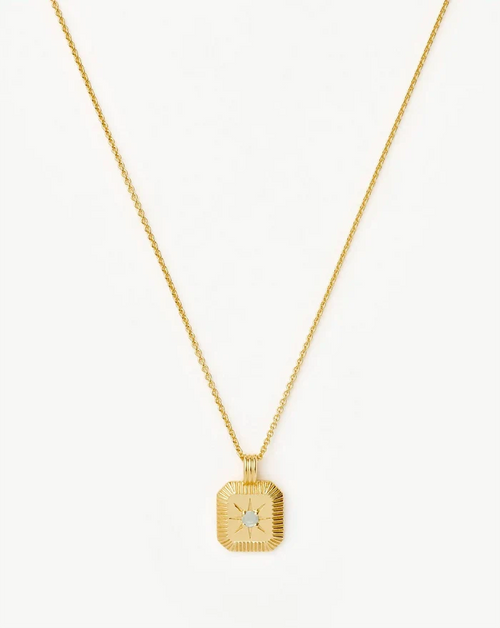 March Birthstone Pendant Necklace | 18k Gold Vermeil/Dyed Aqua Chalcedony Necklaces Missoma