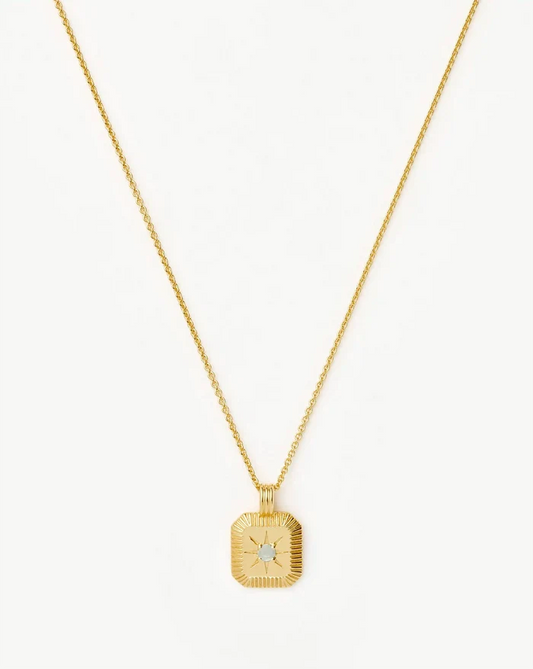 March Birthstone Pendant Necklace | 18k Gold Vermeil/Dyed Aqua Chalcedony Necklaces Missoma