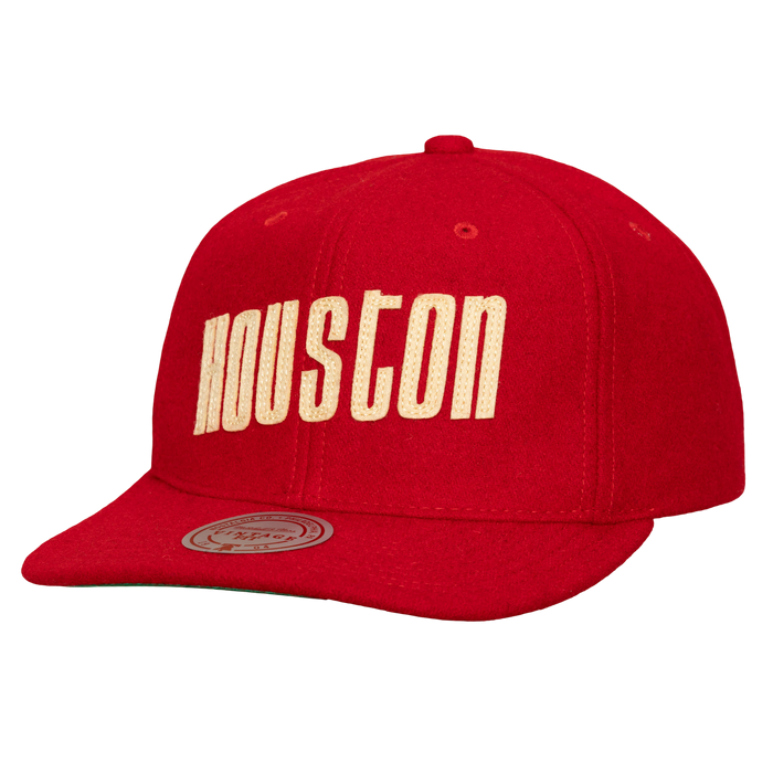 Men's Houston Rockets Mitchell & Ness HWC Retro Roots Melton Adjustable Cap