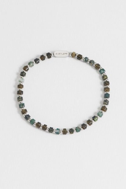 Men's Mixed Green Gemstone Rondelle Bracelet