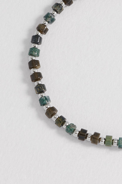 Men's Mixed Green Gemstone Rondelle Bracelet