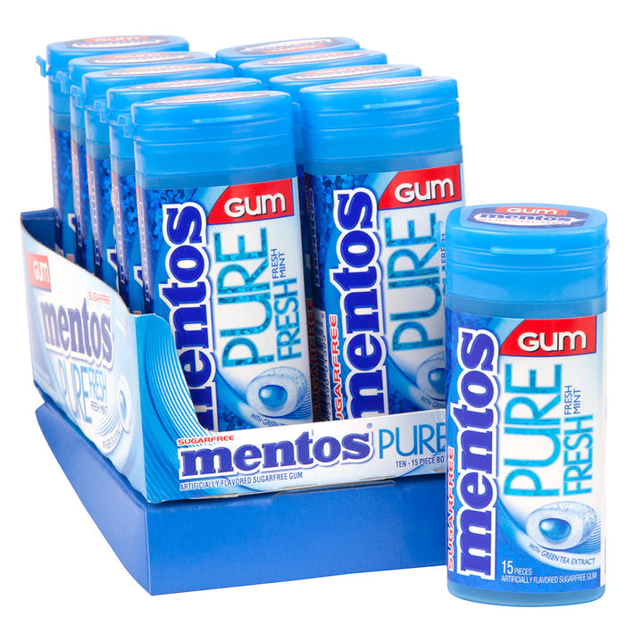 Mentos Sugar Free Chewing Gum Fresh Mint Pocket Bottles - 10 Count