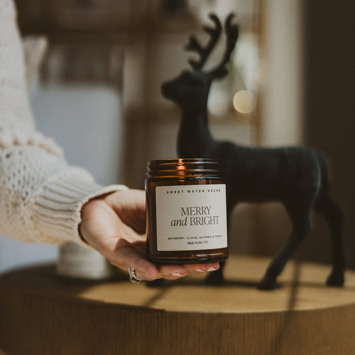 Merry and Bright Soy Candle - Amber Jar - 9 oz - Sweet Water Decor - Candles