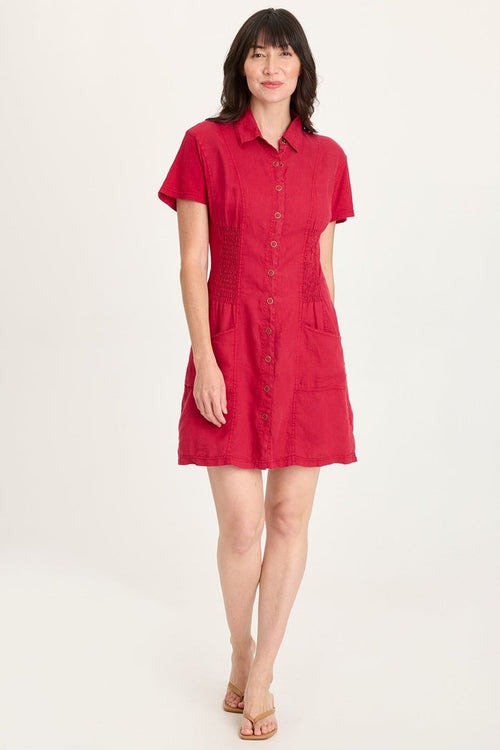 XCVI Mikel Linen Snap-Up Collared Dress
