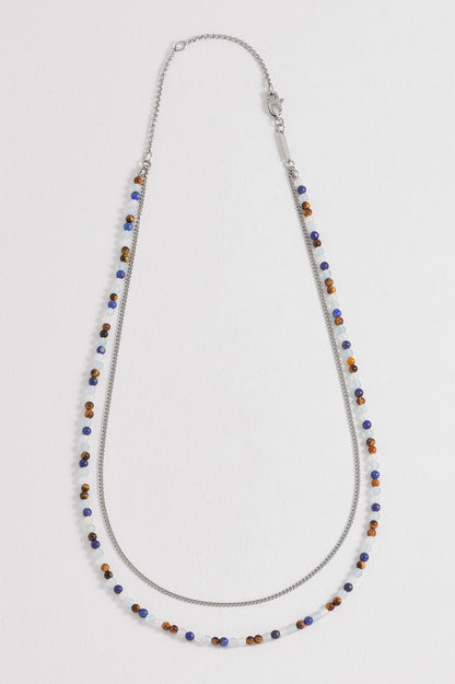 Mixed Gemstone and Chain Duo Necklace