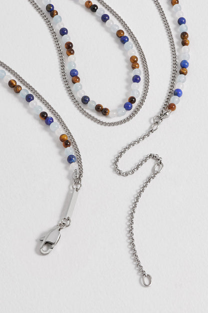 Mixed Gemstone and Chain Duo Necklace