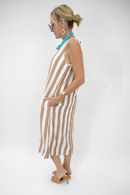 Mocha Stripe Midi Dress