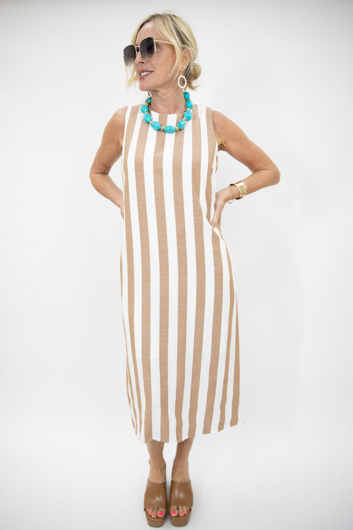Mocha Stripe Midi Dress