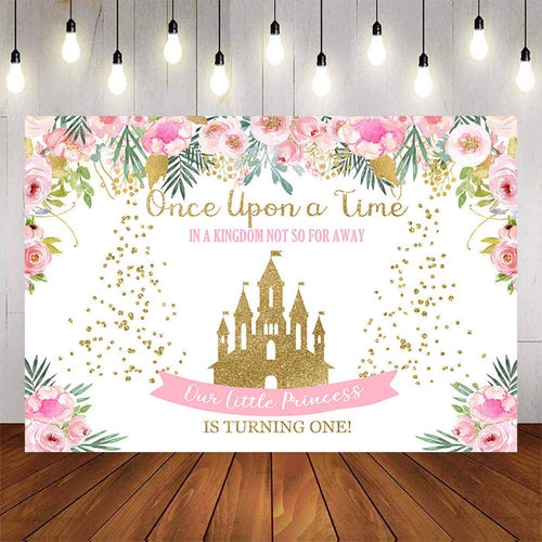 Mocsicka Golden Castle and Flowers First Birthday Party Backgrounds-Mocsicka Party