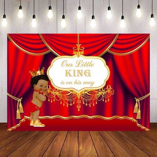 Mocsicka Our Little King is on His Way Baby Shower Party Backdrop-Mocsicka Party