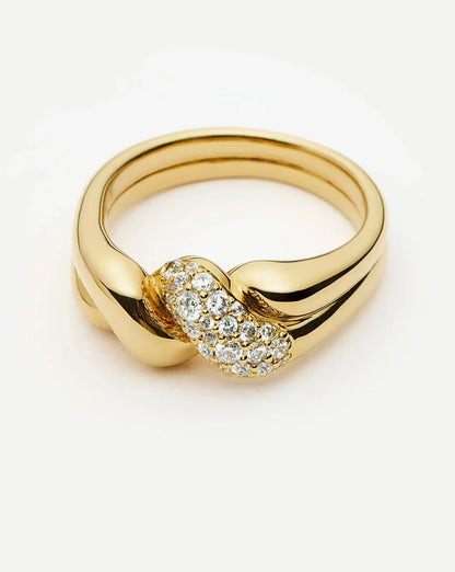 Molten Snow Double Statement Ring | 18ct Gold Plated/Cubic Zirconia Rings Missoma
