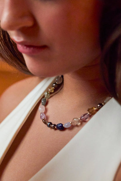 Multi Beaded T Bar Necklace