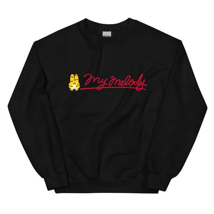 My Melody Cherry Sweet Logo Classic Crewneck Apparel Printful Black S