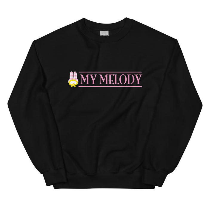 My Melody Gingham Logo Classic Crewneck Apparel Printful Black S