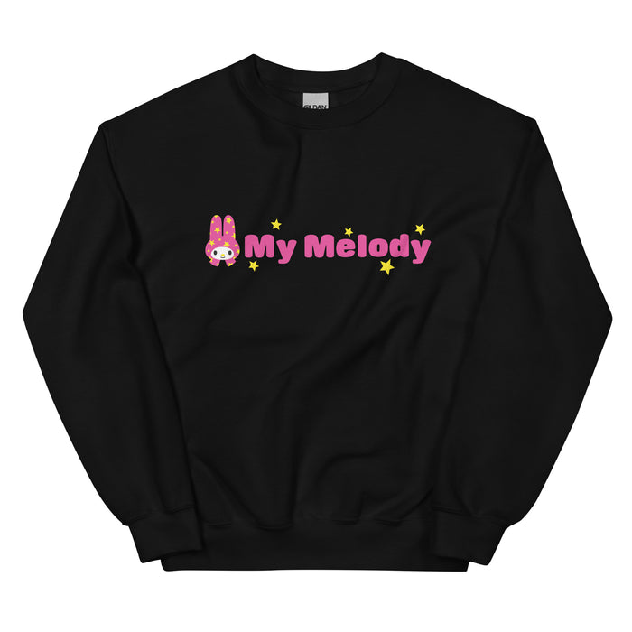 My Melody Starstruck Logo Classic Crewneck Apparel Printful Black S
