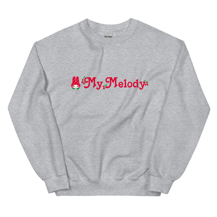 My Melody Strawberry Logo Classic Crewneck Apparel Printful Sport Grey S
