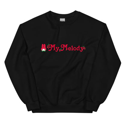 My Melody Strawberry Logo Classic Crewneck Apparel Printful Black S