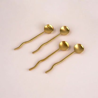 Nadia Spoon Brass (Set of 4) - handcrafted brass  - Cultheir