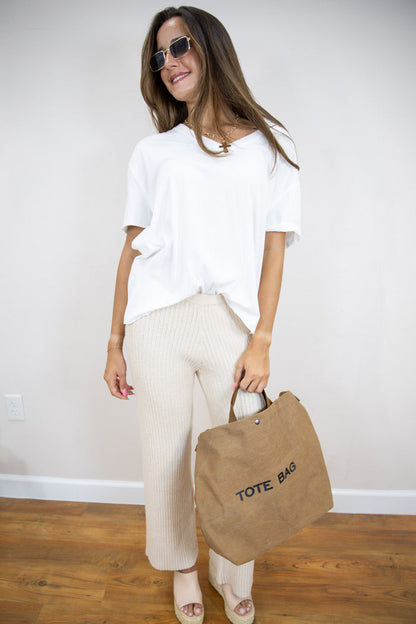 Natural Ribbed Lounge Pants
