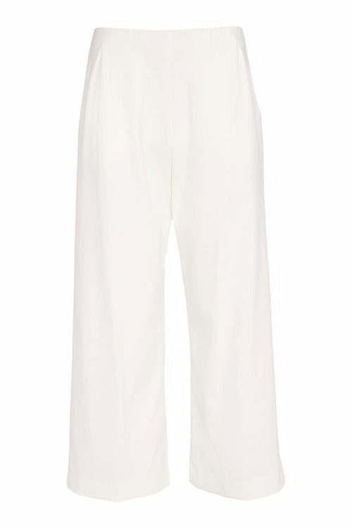 Naya NAS26237 White Wide Leg Pull-On Trousers by Naya available to shop at Dotique in soft jersey fabric