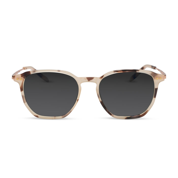 diff eyewear featuring the noel round prescription sunglasses with a cream tortoise frame front view
