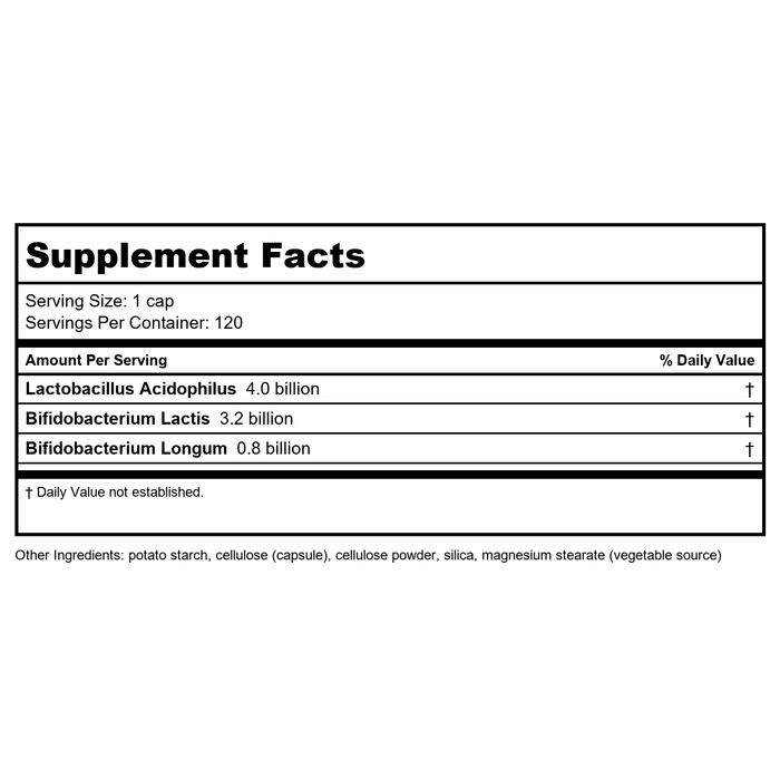 Now Foods 8 Billion Acidophilus & Bifidus 120 Vcaps - 2932 - Supplement Facts panel