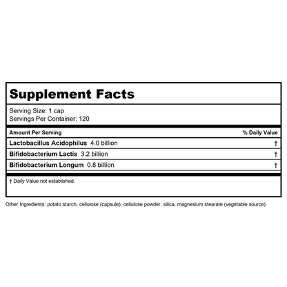 Now Foods 8 Billion Acidophilus & Bifidus 120 Vcaps - 2932 - Supplement Facts panel