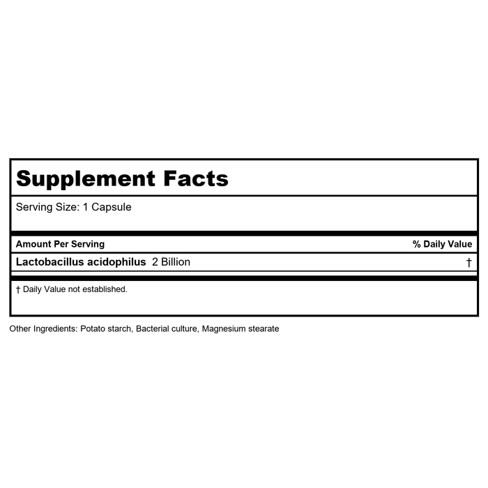 Now Foods Acidophilus Two Billion 250 Vcaps - 2907 - 2 Pack - Supplement Facts panel
