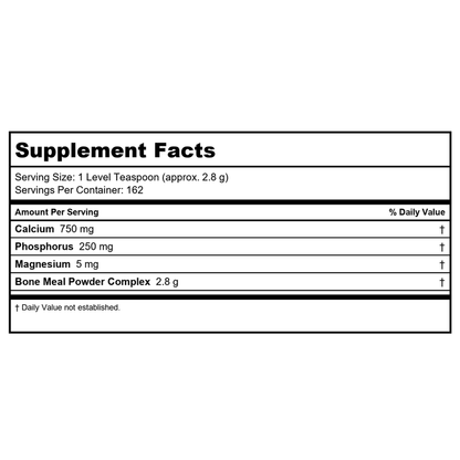 Now Foods Bone Meal Powder 1 Pound - 1220 - 17 ON WALMART - Supplement Facts panel