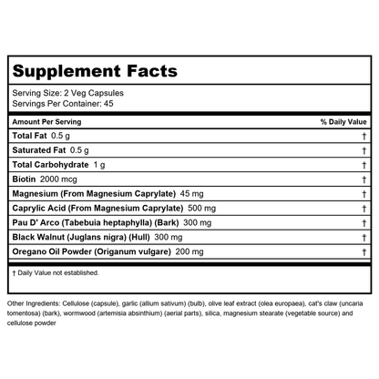 Now Foods Candida Support 90 Vcaps - 3308 - Supplement Facts panel