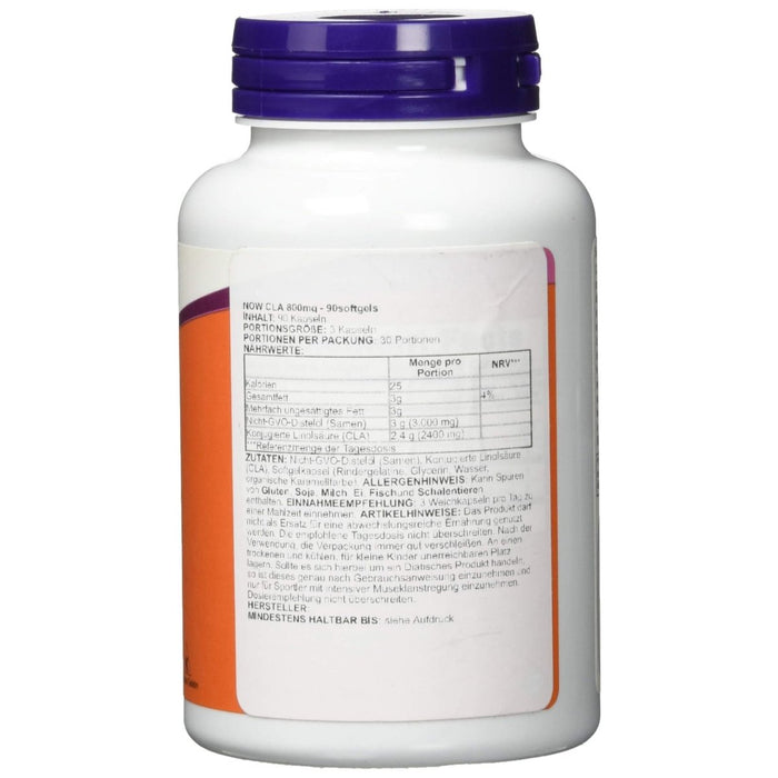 Now Foods CLA Conjugated Linoleic Acid 800 mg 90 Softgels - 1727 - The Oasis of Health