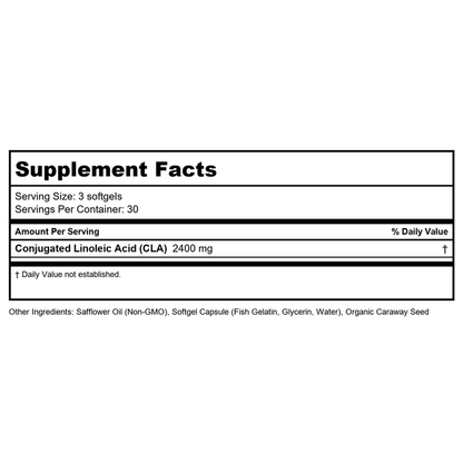Now Foods CLA Conjugated Linoleic Acid 800 mg 90 Softgels - 1727 - Supplement Facts panel