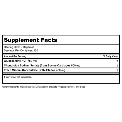 Now Foods Glucosamine & Chondroitin with Trace Minerals 240 Vcaps - 3229 - Supplement Facts panel