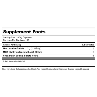 Now Foods Glucosamine & MSM 180 Vcaps - 3279 - Supplement Facts panel
