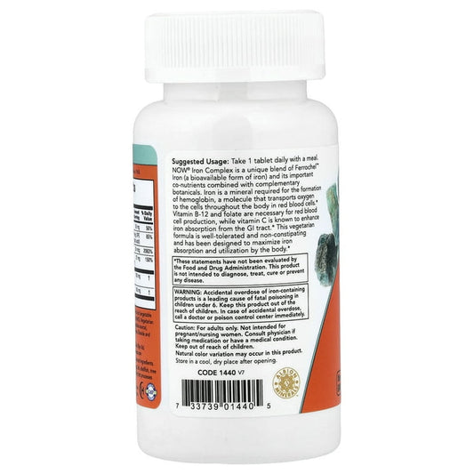 Now Foods Iron Complex Vegetarian 100 Tablets - 1440 - 6 Pack